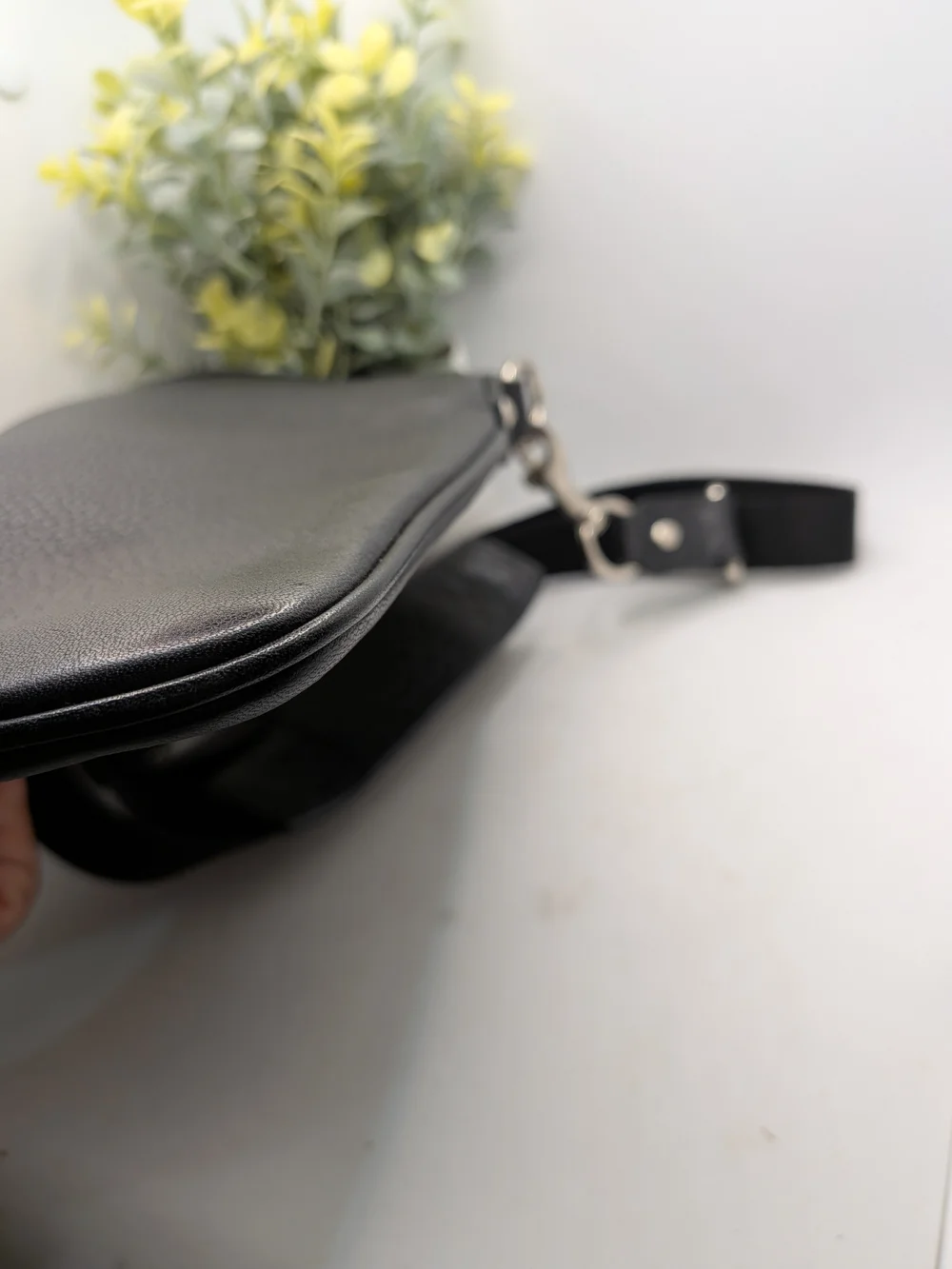 Coach Black Leather Crossbody Bag with Silver Optic C